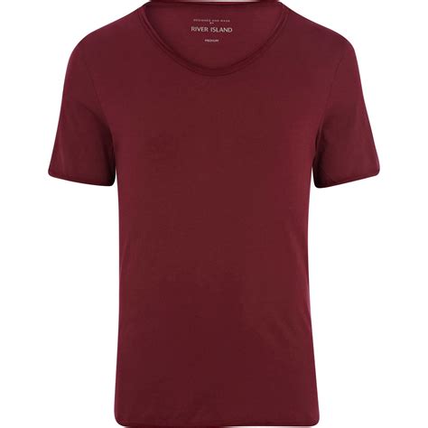 River Island Low Scoop Neck T Shirt In Red For Men Lyst