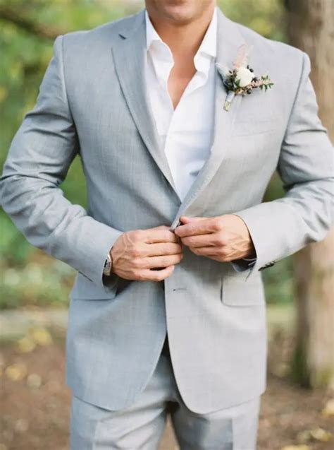 Latest Coat Pant Design Light Gray Custom Made Men S Wedding Suit
