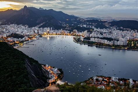 Panoramic View Of Rio De Janeiro In The Twilight Sunset View From