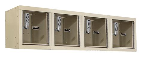 Hallowell Tan Wall Mount Box Locker 1 Tier 4 Wide Openings 4