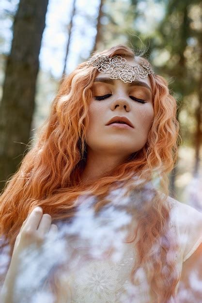Premium Photo Fabulous Portrait Of A Red Haired Girl In Nature With