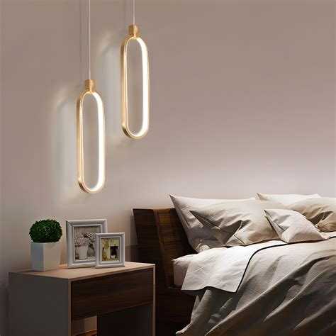 Led Bedroom Hanging Pendant Light Modern Simple Style Metal Frame