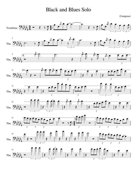 Black And Blues Solo Sheet Music For Piano Trombone Download Free In