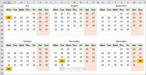 How To Create A Yearly Calendar In Excel With Easy Steps