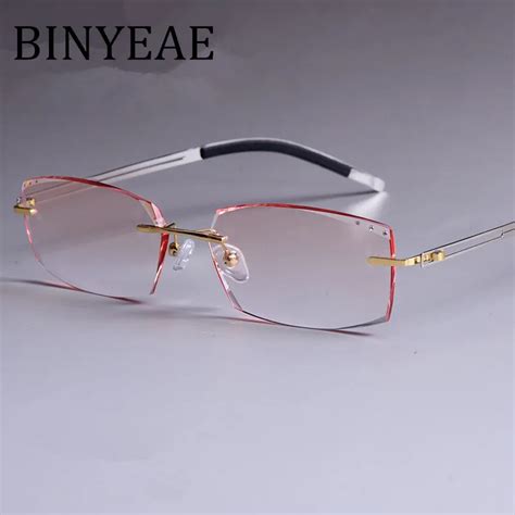 Binyeae Frameless Glasses Korean Diamond Trimming Glasses Men S Business Trimming Glasses