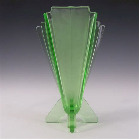 stölzle 19249 vintage czech art deco uranium green glass vase [ws12046] £42 75
