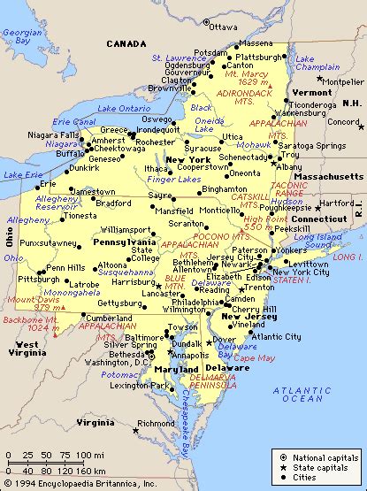 Middle Atlantic States Map