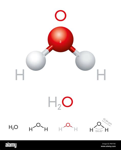 H2o Water Molecule Model Chemical Formula Ball And Stick Model