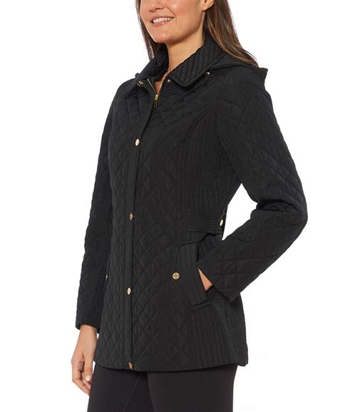 Jones New York Water Resistant Hooded Quilted Jacket And Reviews Coats
