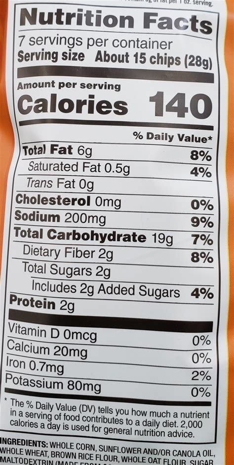 40 Sun Chips Original Nutrition Facts