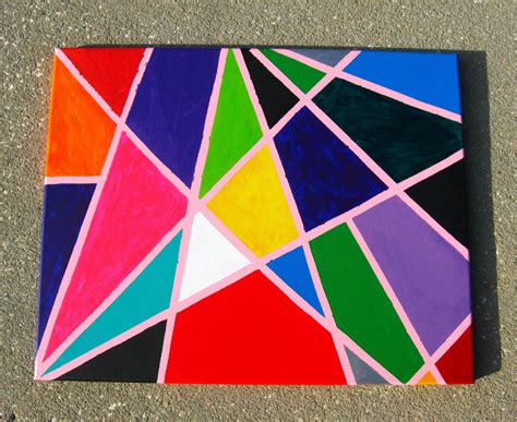 Modern Geometric Art Multicolored Abstract Painting Canvas