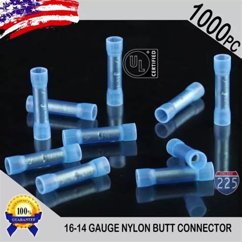 1000 Pack 16 14 Gauge Wire Butt Connectors Blue Nylon 16 14 Awg Crimp