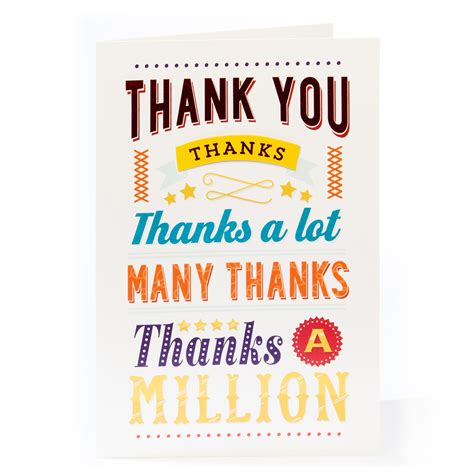 Buy Giant Thank You Card Thanks A Million For Gbp 099 Card Factory Uk