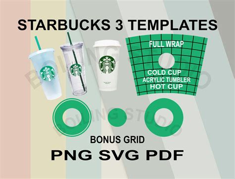 Starbucks Cup Template Svg Full Wrap And Logo Templates For Etsy