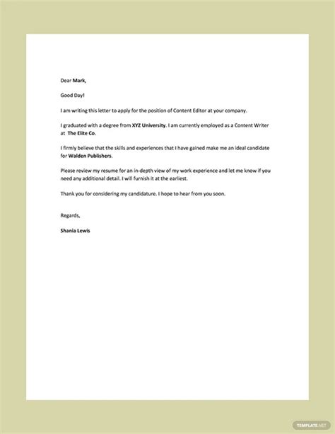 Free 34 Sample Application Letter Templates In Pdf Ms Word