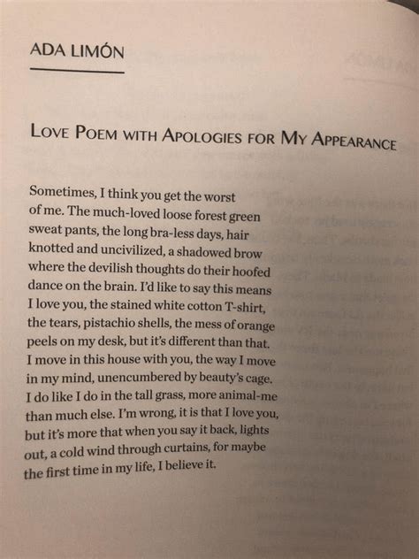 Poem Love Poem With Apologies For My Appearance By Ada Limon Rpoetry