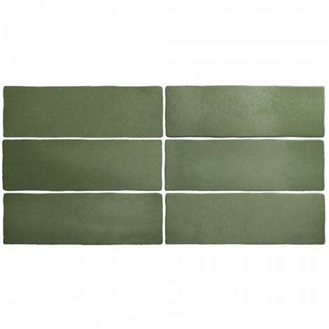 Four Green Brick Tiles On A White Background