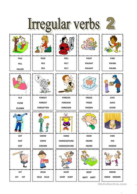 Irregular verbs, as their name indicates, become past tense in more complex ways. IRREGULAR VERBS -2 - English ESL Worksheets for distance ...