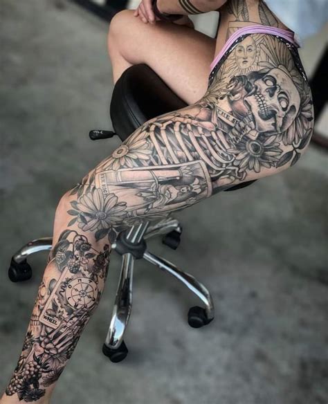 leg sleeve tattoo by © joseph haefs scrolller