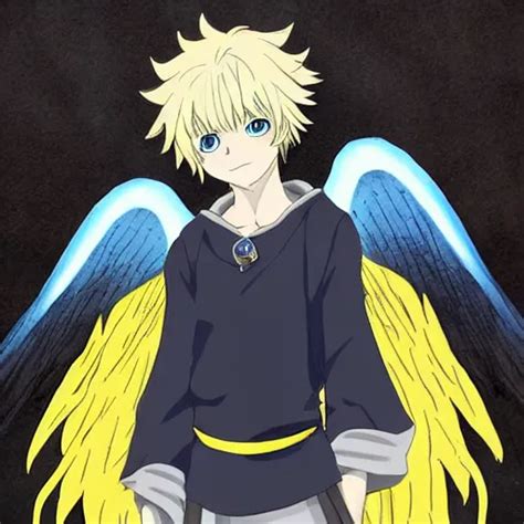 Cute Anime Angel Boy With Yellow Hair And A Startled Stable Diffusion
