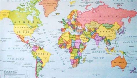 Países Y Capitales Del Mundo Planisferio Con Nombres Mapa Político