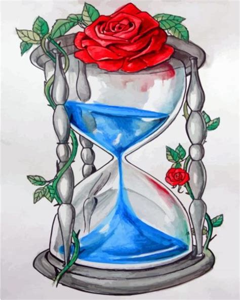 Aesthetic Hourglass With Water And Rose Paint By Number Paint By