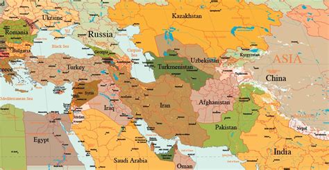 Earth Map Map Of The Middle East And Central Asia