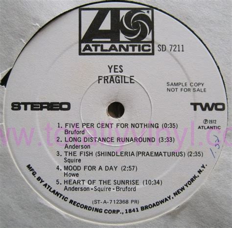 Totally Vinyl Records Yes Fragile Lp Promotional Issue