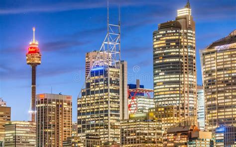 Sydney Skyline On A Beautiful Night New South Wales Australia Stock