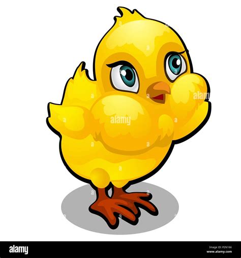Cute Yellow Cartoon Chick Isolated On A White Background Vector Cartoon Close Up Illustration