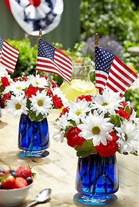 Patriotic Floral Arrangement For Memorial Day Fourth Of July Or