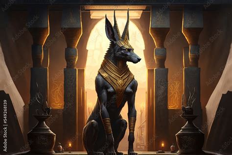 Anubis Ancient Egyptian God Of Death Fantasy Scenery Concept Art Stock Illustration Adobe Stock