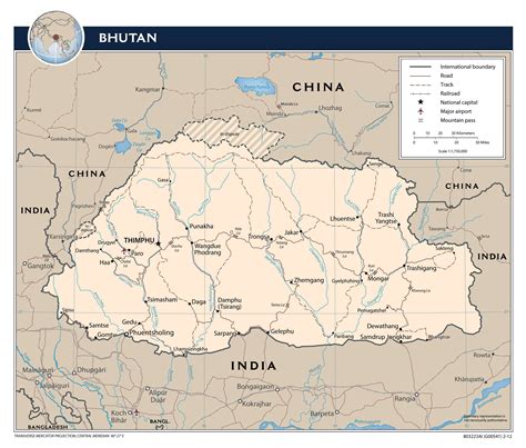 Large Detailed Political Map Of Bhutan With Roads Major Cities And