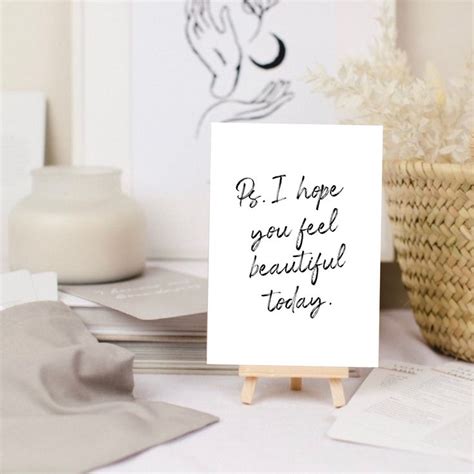 inspirational card ps i hope you feel beautiful today thoughtful positive card special