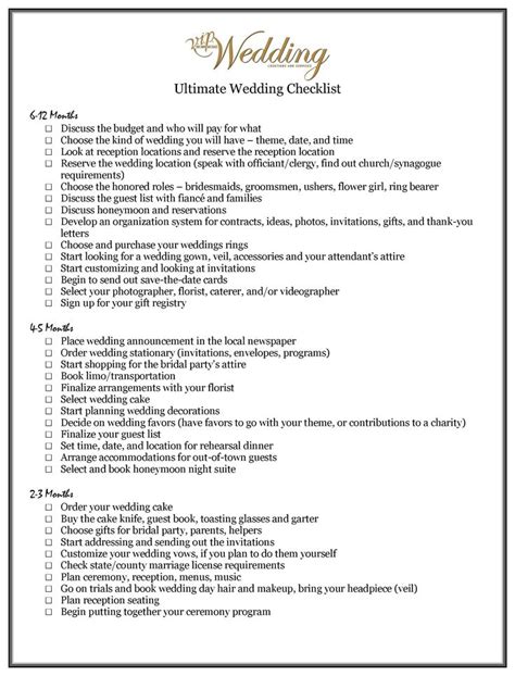 Wedding Planner Ultimate Wedding Checklist
