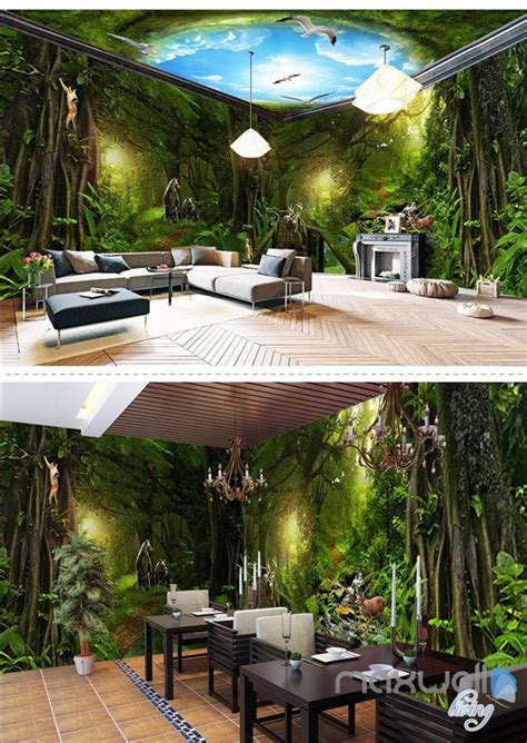 Deep Forest Forest Theme Space Entire Room Wallpaper Wall Mural Decal