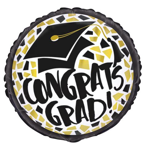 Foil Black And Gold Congrats Graduation Balloon 18in