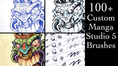 In this clip studio paint tutorial i explain the brush settings, how to make custom brush shapes and textures, as well as advice for designing brushes in. Custom Manga Studio 5 (Clip Studio Paint) Brush Set Demo ...