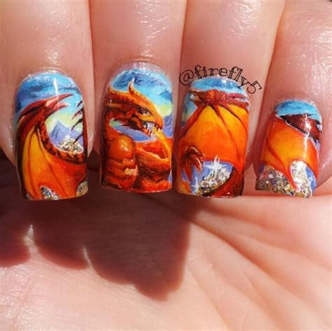 Dragon ball z nails nail art design tutorial video gallery by nded weitere ideen zu drawings dragons und warriors. Dragon nails nail art by Ruth Cox (@firefly5) - Nailpolis ...