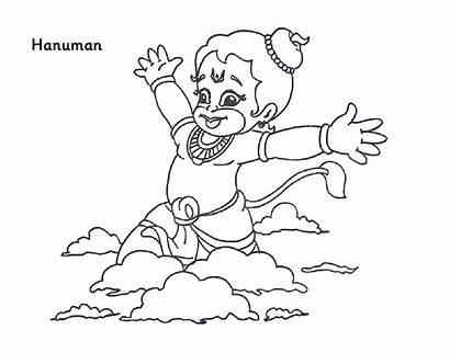 Hanuman Coloring Lord Drawing Pencil Pages Colour