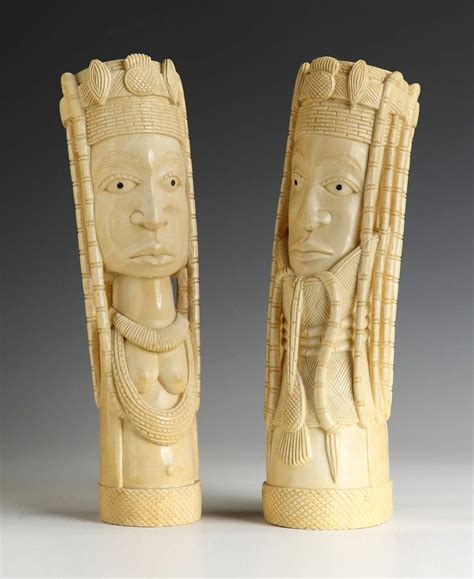 2 African Carved Ivory Heads Of A Man And A Woman Cottone Auctions