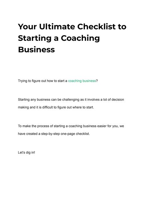 Your Ultimate Checklist To Starting A Coaching Business By Heighten Account Issuu