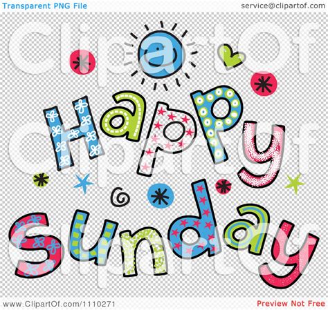 Clipart Colorful Sketched Happy Sunday Text Royalty Free