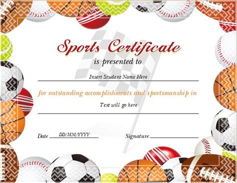 Sports Certificate Template Free Word Templates