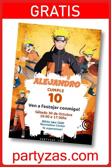 Gratis Invitación Naruto Digital Cumpleaños De Naruto Invitaciones De Cumpleaños Para
