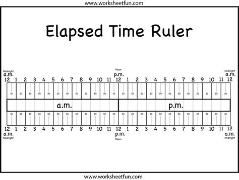 Level 2 Elapsed Time Ruler Six Worksheets Math Time Elapsed Time