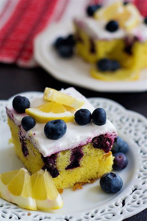 This Lemon Blueberry Poke Cake Is The Ultimate Summer Dessert With Homemade Blueberry Sauce And