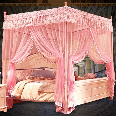 This fabulous bed canopy made with bed skirts and bed sheets costs only $10 and takes only an hour to make. High quality Palace Mosquito net luxury queen bed frame ...