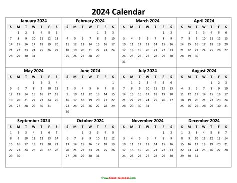 Blank Calendar Printable 2024 2024 Calendar Printable