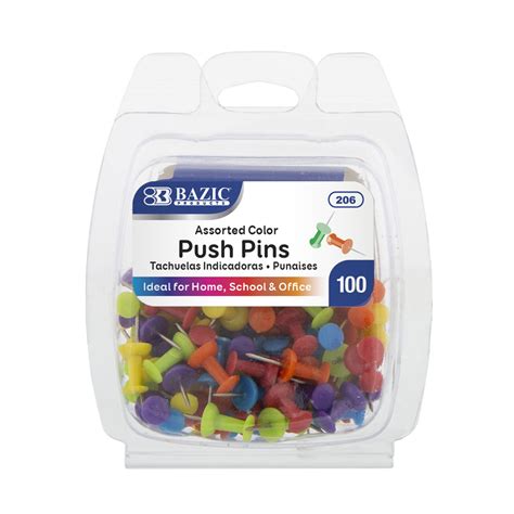 Bazic Assorted Color Push Pins 100pack Bazic Products